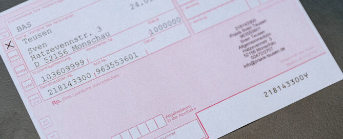 Ein Rezeptschein der Praxis Konzen Monschau.