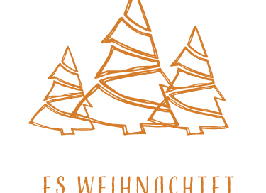 Grafische Skizze dreier Tannenbäume.