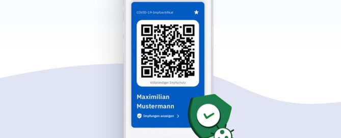 Ein Mobilfunkgerät mit der CovPass-App.