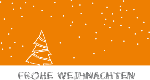 Weihnachtliche Grafik mit Tannenbaum und Schnee.