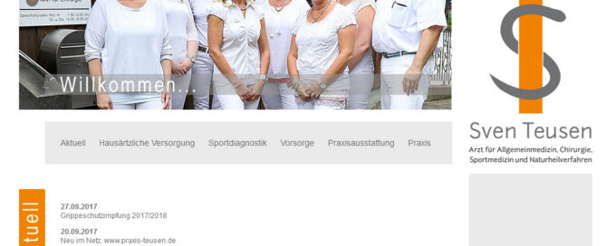 Screenshot der Internetseite der Praxis Sven Teusen.