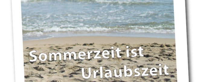 Polaroid von einem Blick vom Strand aufs Meer.