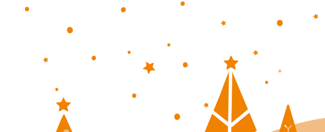 Eine Grafik mit Tannenbäumen und Schnee.