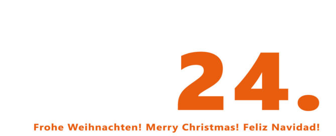 Weihnachtsgrafik mit einer 24 und dem Wunsch für Frohe Weihnachten.